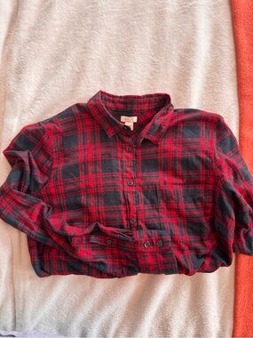 J. Crew Red and Black Plaid Flannel Shirt
